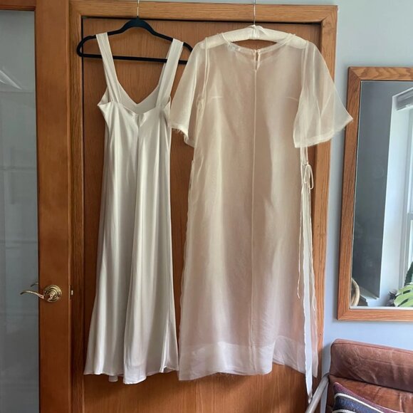 Kamperett SET Ivory Silk Thea Sheath & Lisette Midi Slip - Picture 3 of 10